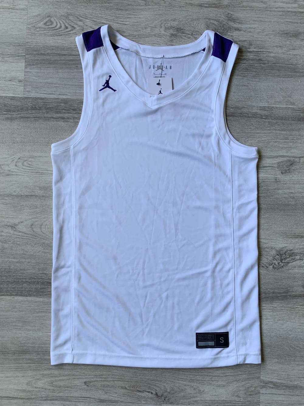 NWT Nike Jordan Stock Overtime Basketball Jersey (White/Purple FQ5296 Men's S